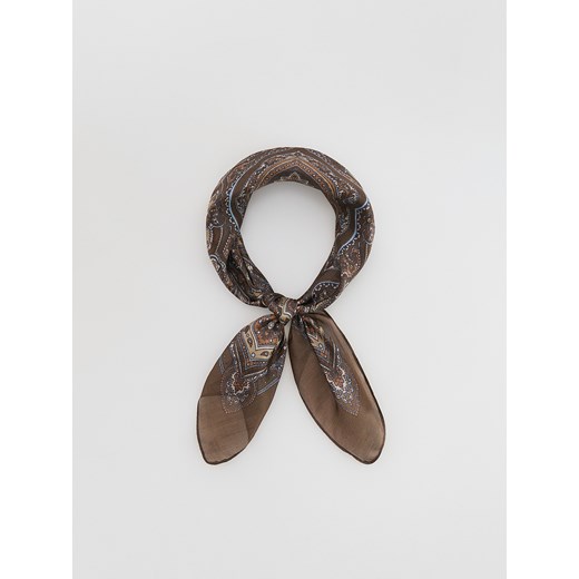Reserved - Jedwabna apaszka - ciemnobrązowy ze sklepu Reserved w kategorii Szaliki i chusty damskie - zdjęcie 186070088