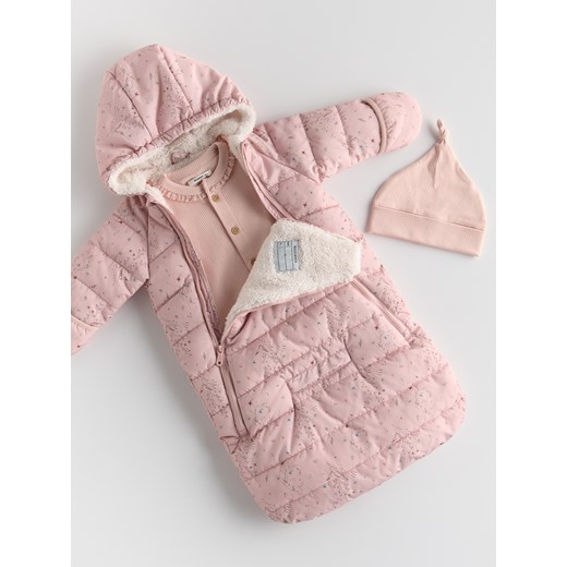 Reserved - Ocieplany śpiworek w kwiaty - brudny róż ze sklepu Reserved w kategorii Odzież dla niemowląt - zdjęcie 186070827
