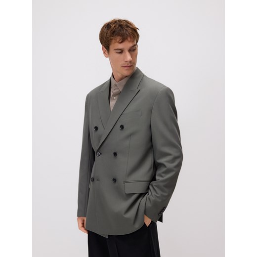 Reserved - Marynarka slim fit z domieszką wiskozy - szary ze sklepu Reserved w kategorii Marynarki męskie - zdjęcie 186070856