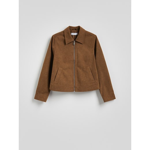 Reserved - Kurtka z imitacji zamszu - brązowy ze sklepu Reserved w kategorii Kurtki damskie - zdjęcie 186071296