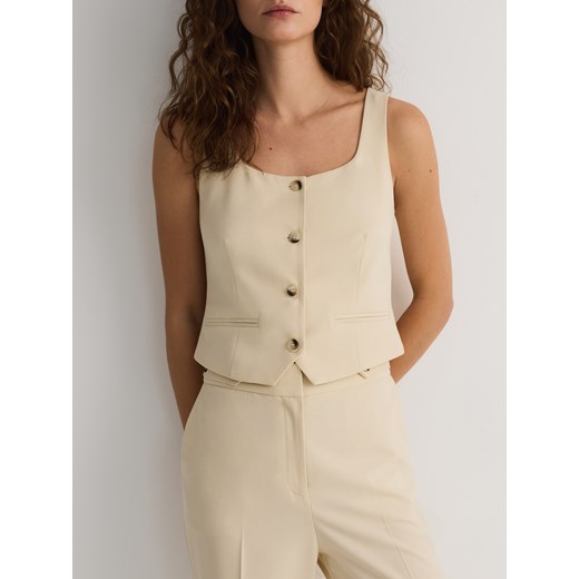 Reserved - Kamizelka garniturowa - złamana biel ze sklepu Reserved w kategorii Kamizelki damskie - zdjęcie 186071397