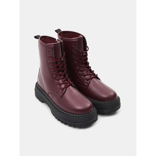 Sinsay - Botki sznurowane - czerwony Sinsay 40 Sinsay