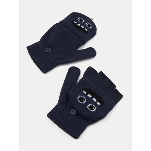 Sinsay - Rękawiczki bez palców z klapką - granatowy Sinsay S Sinsay