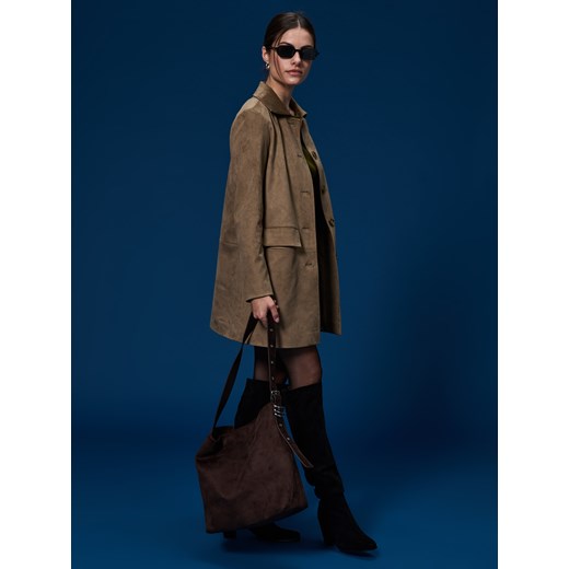 Sinsay - Torebka shopper z imitacji zamszu - brązowy Sinsay One Size Sinsay