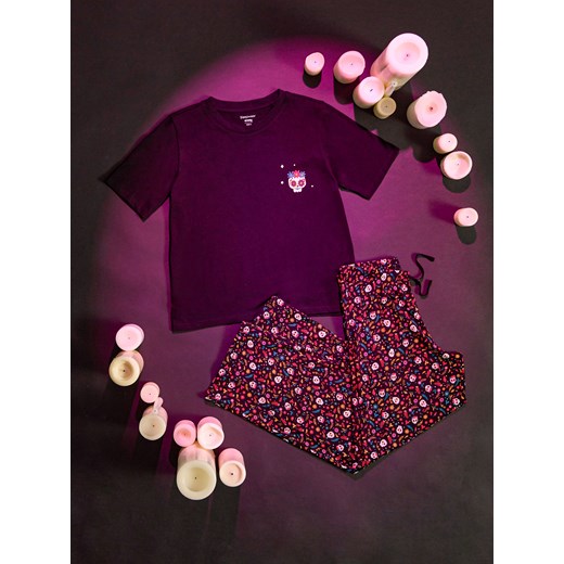 Sinsay - Bawełniana piżama dwuczęściowa - czarny Sinsay L Sinsay