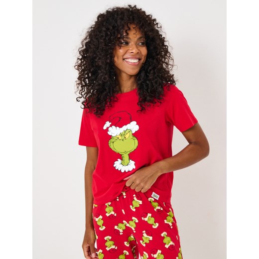 Sinsay - Bawełniana piżama dwuczęściowa z nadrukiem Grinch - czerwony Sinsay M Sinsay
