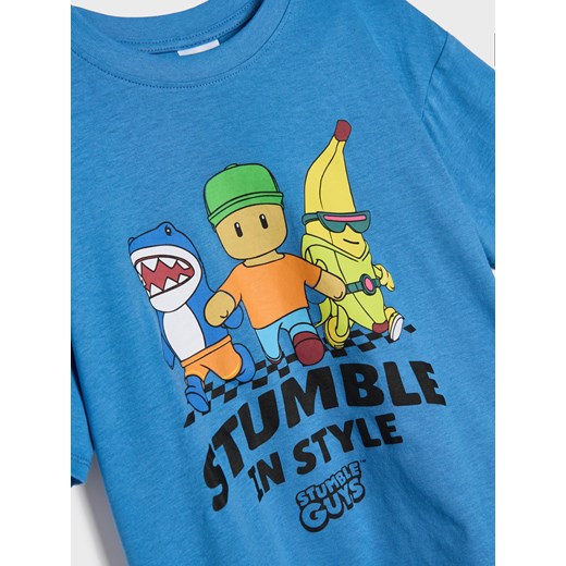 Sinsay - Koszulka Stumble Guys - niebieski Sinsay 128 (7-8 l) Sinsay