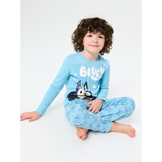Sinsay - Bawełniana piżama dwuczęściowa z nadrukiem Bluey - błękitny Sinsay 140 (9-10 l) Sinsay