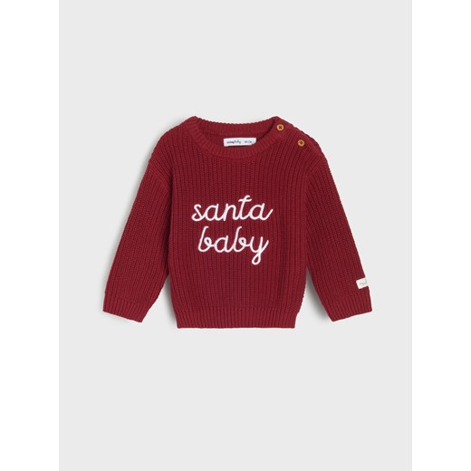 Sinsay - Bawełniany sweter z motywem zimowym - bordowy Sinsay 62 (1-3 m) Sinsay