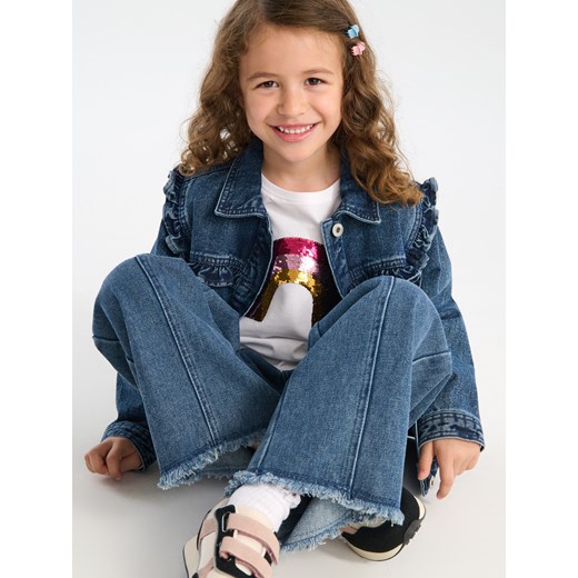 Sinsay - Jeansy wide leg z przeszyciami - granatowy Sinsay 116 (5-6 l) Sinsay