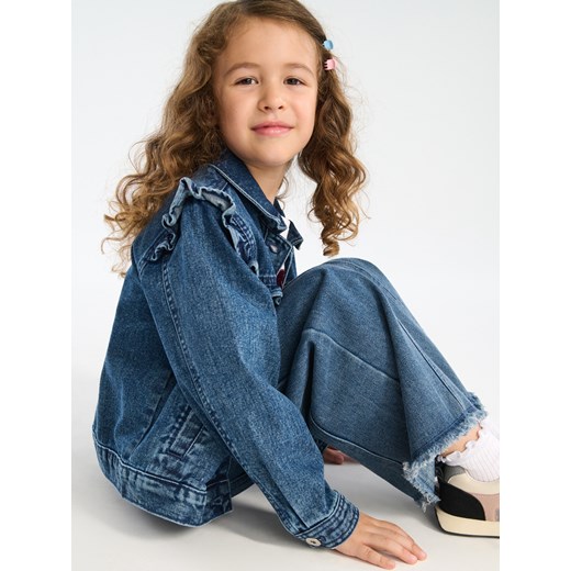 Sinsay - Jeansy wide leg z przeszyciami - granatowy Sinsay 98 (2-3 l) Sinsay