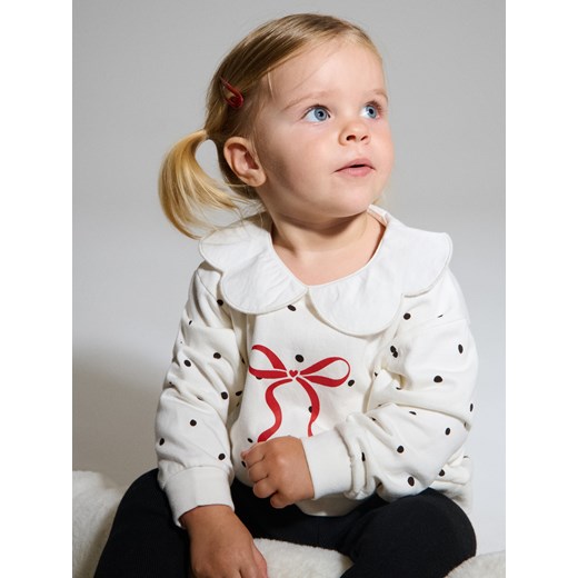 Sinsay - Bawełniany komplet: bluza i legginsy - kremowy Sinsay 92 (1 Sinsay