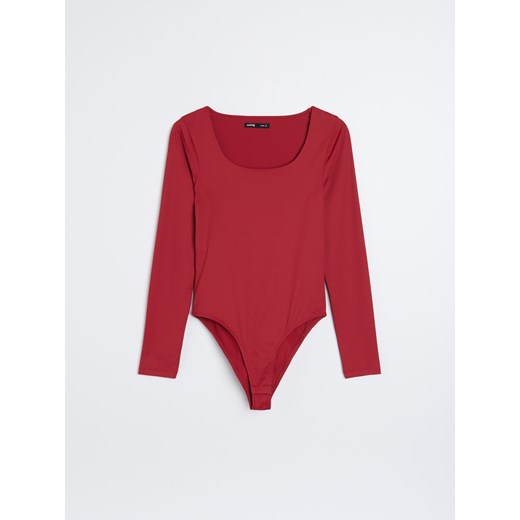Sinsay - Body z długim rękawem - czerwony Sinsay S Sinsay