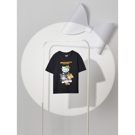 Sinsay - Bawełniana koszulka z motywem halloweenowym Hello Kitty - czarny Sinsay 146 (10-11 l) Sinsay