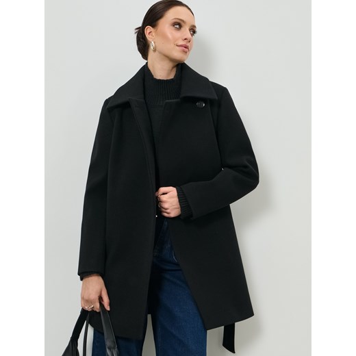 Sinsay - Płaszcz z paskiem - czarny Sinsay S Sinsay