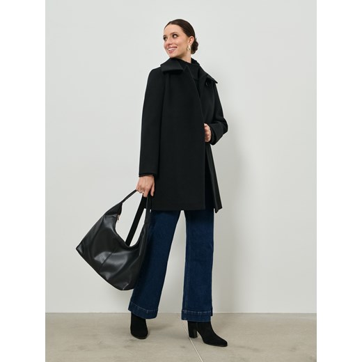 Sinsay - Płaszcz z paskiem - czarny Sinsay M Sinsay