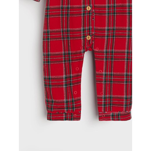 Sinsay - Bawełniany pajacyk w kratę - czerwony Sinsay 74 (6-9 m) Sinsay