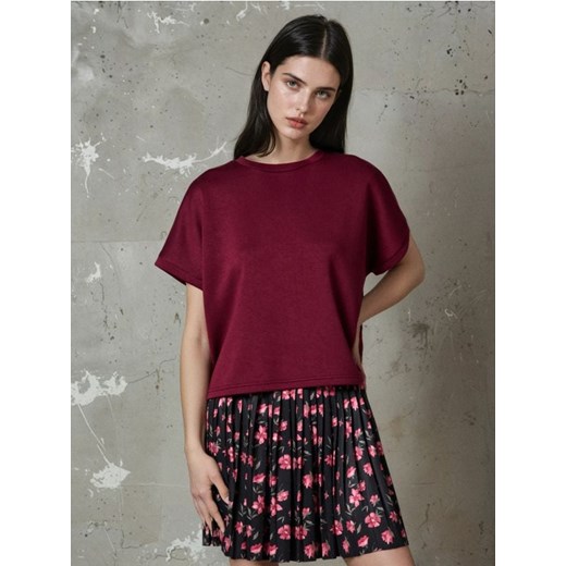 Sinsay - Bluza z krótkim rękawem soft touch - czerwony Sinsay XXL Sinsay