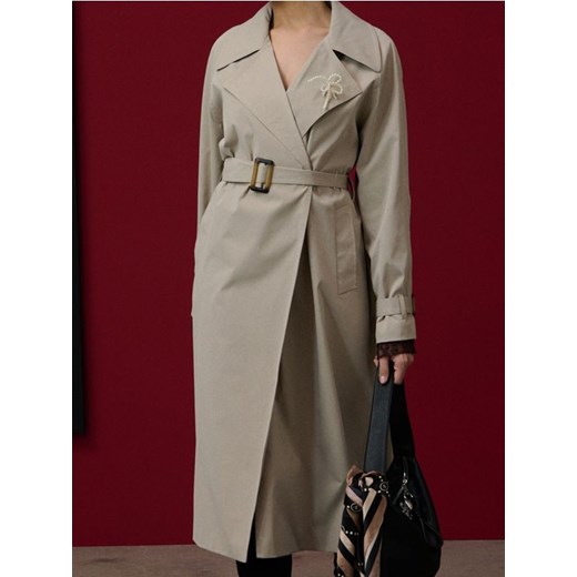 Sinsay - Klasyczny trencz z paskiem - brązowy ze sklepu Sinsay w kategorii Płaszcze damskie - zdjęcie 186081915