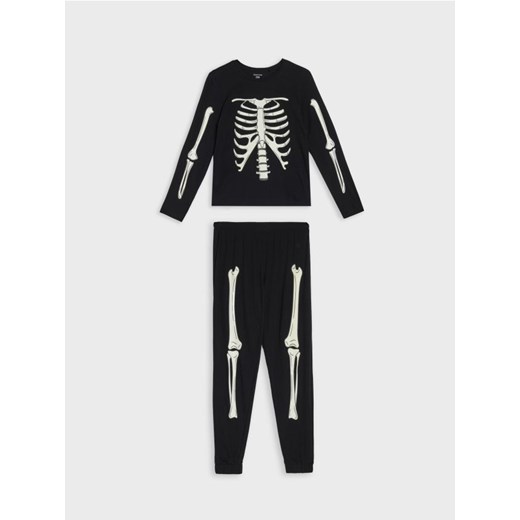 Sinsay - Bawełniana piżama dwuczęściowa z motywem halloweenowym - czarny ze sklepu Sinsay w kategorii Piżamy damskie - zdjęcie 186082096