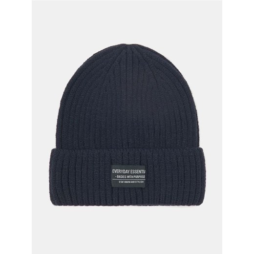 Sinsay - Prążkowana czapka beanie - granatowy ze sklepu Sinsay w kategorii Czapki zimowe męskie - zdjęcie 186082308