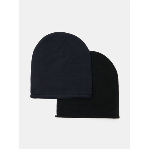 Sinsay - Czapka beanie basic z wiskozą 2 pack - granatowy Sinsay One Size Sinsay