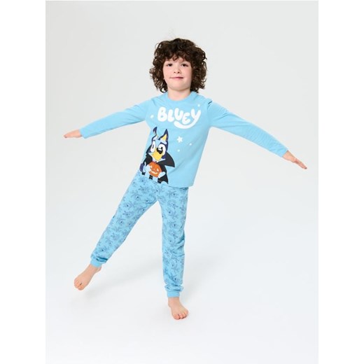 Sinsay - Bawełniana piżama dwuczęściowa z nadrukiem Bluey - błękitny Sinsay 128 (7-8 l) Sinsay