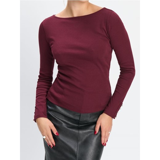 Sinsay - Bluzka z długimi rękawami - bordowy ze sklepu Sinsay w kategorii Bluzki damskie - zdjęcie 186082877