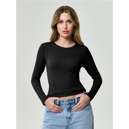 Sinsay - Gładka bluzka z długimi rękawami - czarny ze sklepu Sinsay w kategorii Bluzki damskie - zdjęcie 186082888