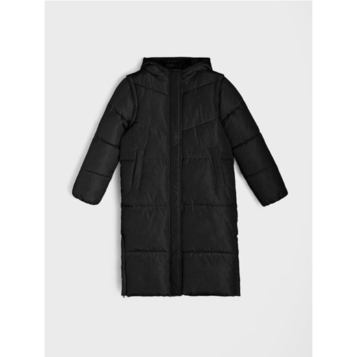 Sinsay - Płaszcz z odpinanymi rękawami - czarny ze sklepu Sinsay w kategorii Płaszcze dziewczęce - zdjęcie 186083017