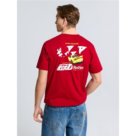 Sinsay - Koszulka z nadrukiem na plecach Initial D Elyaf - czerwony ze sklepu Sinsay w kategorii T-shirty męskie - zdjęcie 186083057