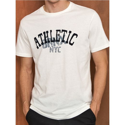 Sinsay - Koszulka z napisem - kremowy ze sklepu Sinsay w kategorii T-shirty męskie - zdjęcie 186083125