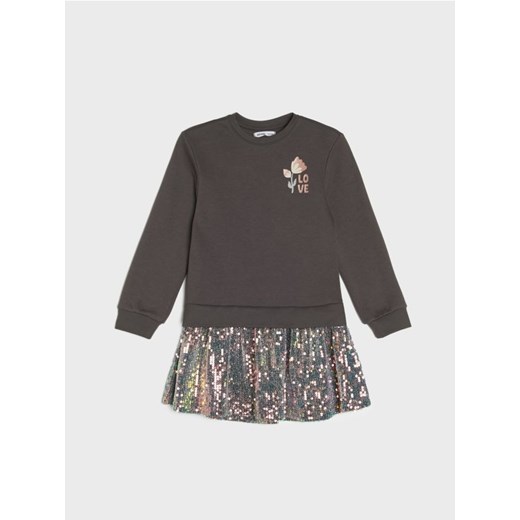 Sinsay - Sukienka dresowa z ozdobnymi cekinami - wielobarwny Sinsay 104 (3-4 l) Sinsay