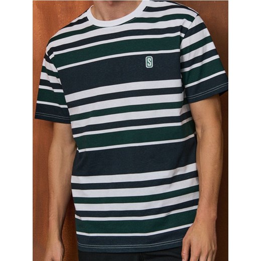 Sinsay - Koszulka w paski z napisem - wielobarwny ze sklepu Sinsay w kategorii T-shirty męskie - zdjęcie 186083158