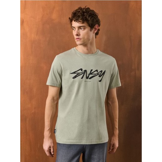 Sinsay - Koszulka z krótkim rękawem - zielony ze sklepu Sinsay w kategorii T-shirty męskie - zdjęcie 186083256