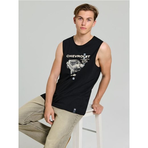 Sinsay - Koszulka na ramiączkach z nadrukiem - czarny ze sklepu Sinsay w kategorii T-shirty męskie - zdjęcie 186083386