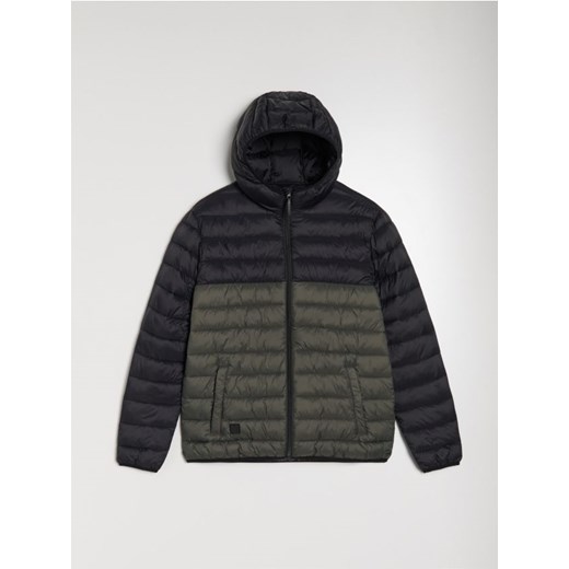 Sinsay - Pikowana kurtka puffer z kapturem - khaki ze sklepu Sinsay w kategorii Kurtki męskie - zdjęcie 186083426