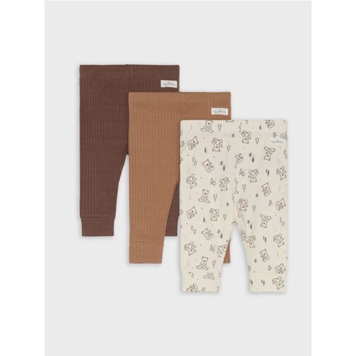 Sinsay - Bawełniane legginsy 3 pack - kremowy ze sklepu Sinsay w kategorii Odzież dla niemowląt - zdjęcie 186083725