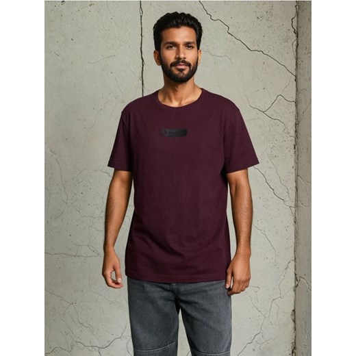 Sinsay - Bawełniana koszulka z nadrukiem - bordowy ze sklepu Sinsay w kategorii T-shirty męskie - zdjęcie 186083757