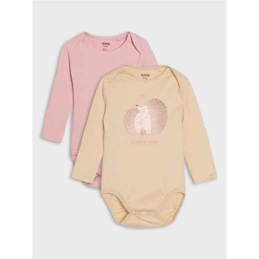 Sinsay - Bawełniane body 2 pack - beżowy ze sklepu Sinsay w kategorii Odzież dla niemowląt - zdjęcie 186084045