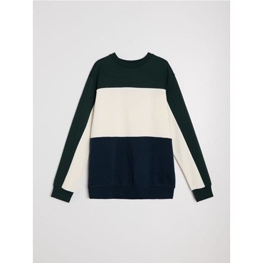 Sinsay - Bluza crewneck color-block - zielony ze sklepu Sinsay w kategorii Bluzy męskie - zdjęcie 186084047