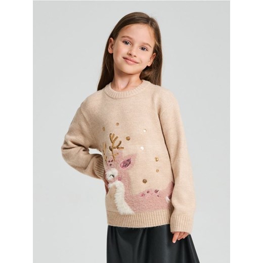 Sinsay - Sweter z motywem jesiennym - beżowy ze sklepu Sinsay w kategorii Swetry dziewczęce - zdjęcie 186084287