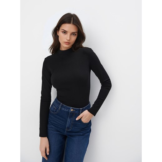 Mohito - Czarna bluzka z długim rękawem - czarny ze sklepu Mohito w kategorii Bluzki damskie - zdjęcie 186084546