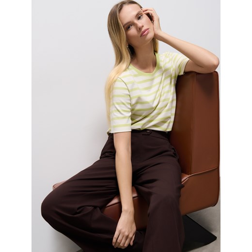 Mohito - T-shirt z merceryzowanej bawełny - zielony ze sklepu Mohito w kategorii Bluzki damskie - zdjęcie 186084928