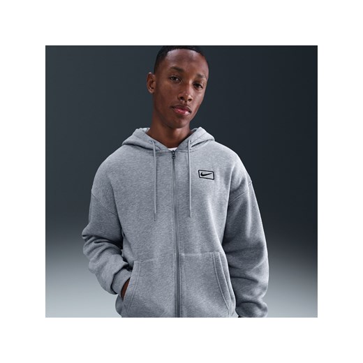 Męska bluza z kapturem i zamkiem na całej długości Nike - Szary ze sklepu Nike poland w kategorii Bluzy męskie - zdjęcie 186085166