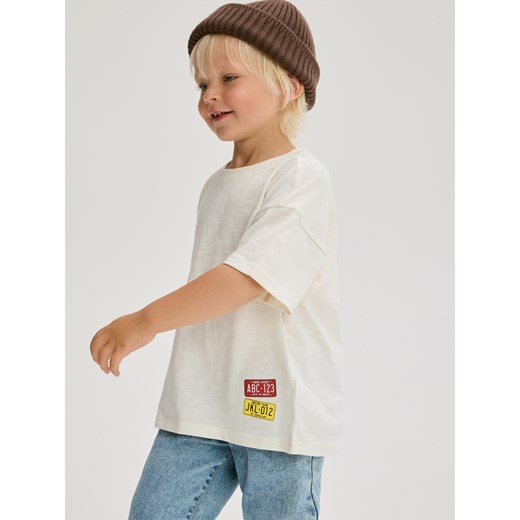 Reserved - Bawełniany t-shirt - złamana biel ze sklepu Reserved w kategorii T-shirty chłopięce - zdjęcie 186088068
