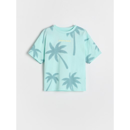 Reserved - Bawełniany t-shirt - jasnoturkusowy Reserved 158 (12 lat) okazja Reserved