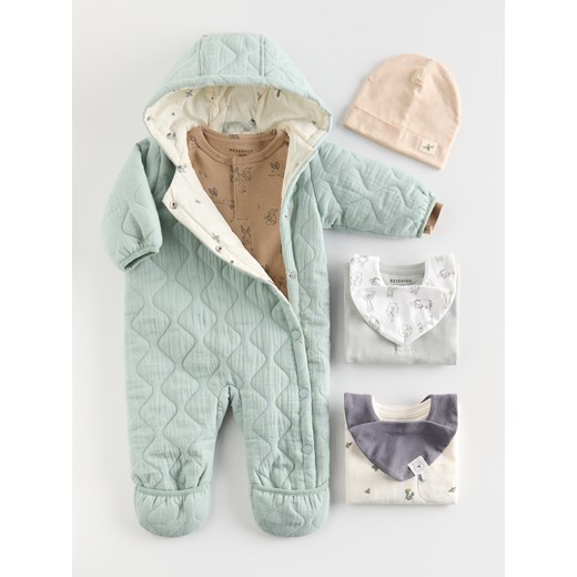 Reserved - Ocieplany kombinezon z kapturem - zielony Reserved 80 (9-12 m.) okazja Reserved