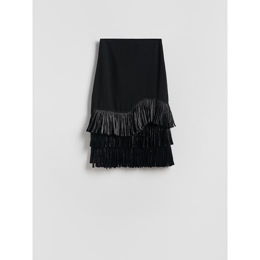 Reserved - Spódnica z frędzlami z naturalnej rafii - czarny ze sklepu Reserved w kategorii Spódnice - zdjęcie 186088146