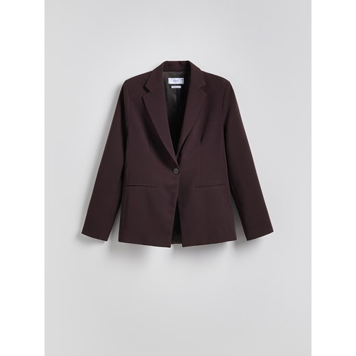 Reserved - Jednorzędowa marynarka - ciemnobrązowy ze sklepu Reserved w kategorii Marynarki damskie - zdjęcie 186088288